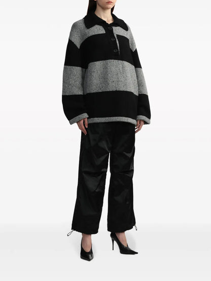 Spread-Collar Striped Jumper