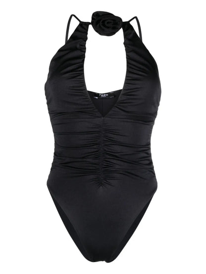 Floral-Appliqué Ruched Swimsuit