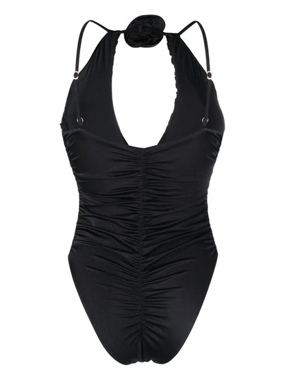 Floral-Appliqué Ruched Swimsuit