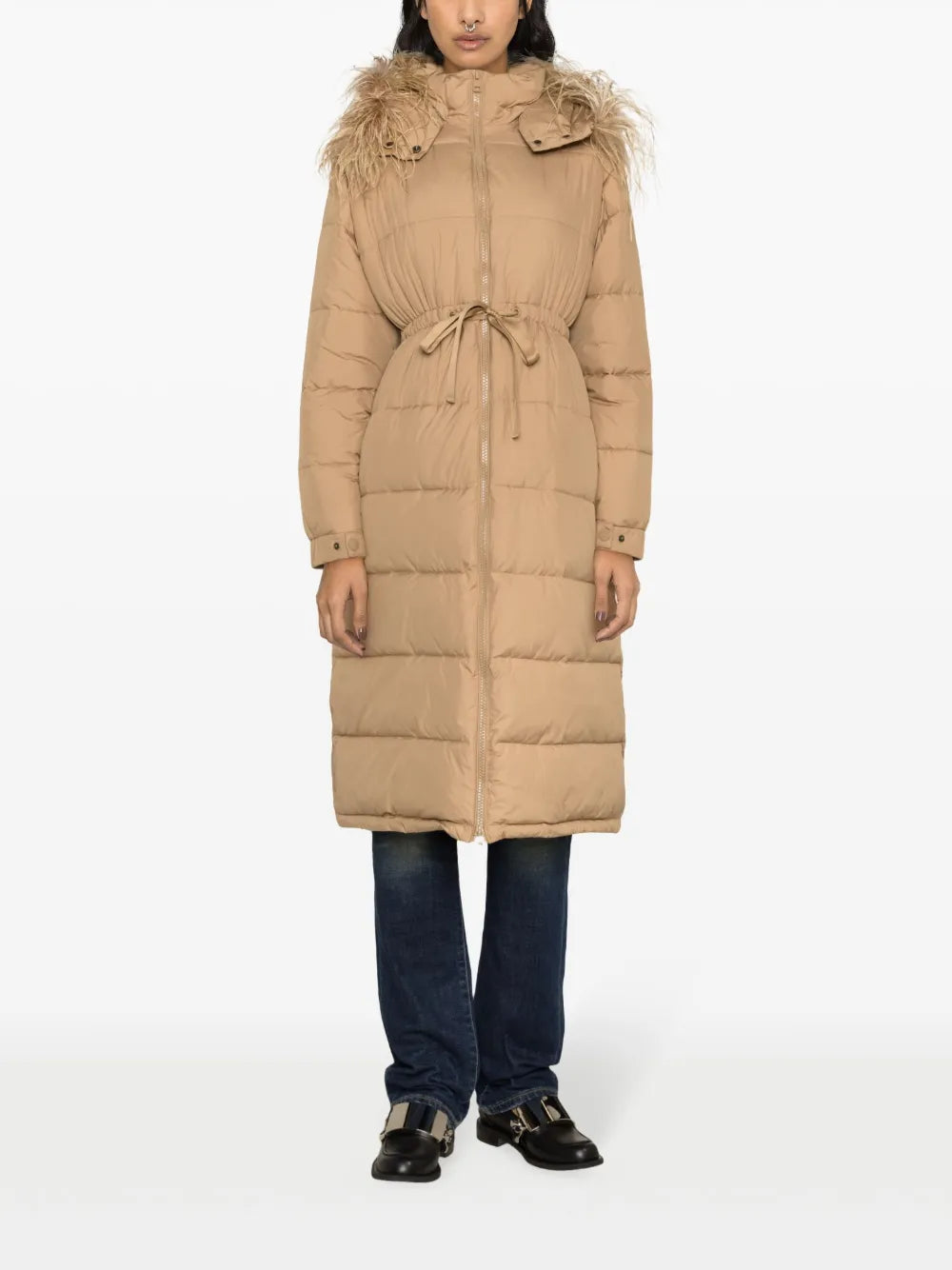 Feather-Trimmed Hood Padded Parka
