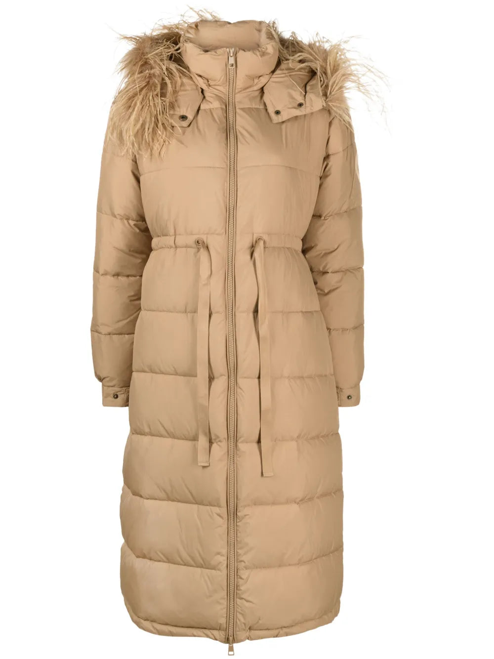 Feather-Trimmed Hood Padded Parka