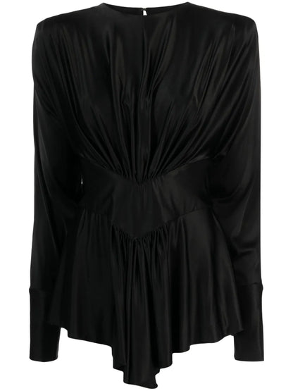 Gathered Satin Blouse