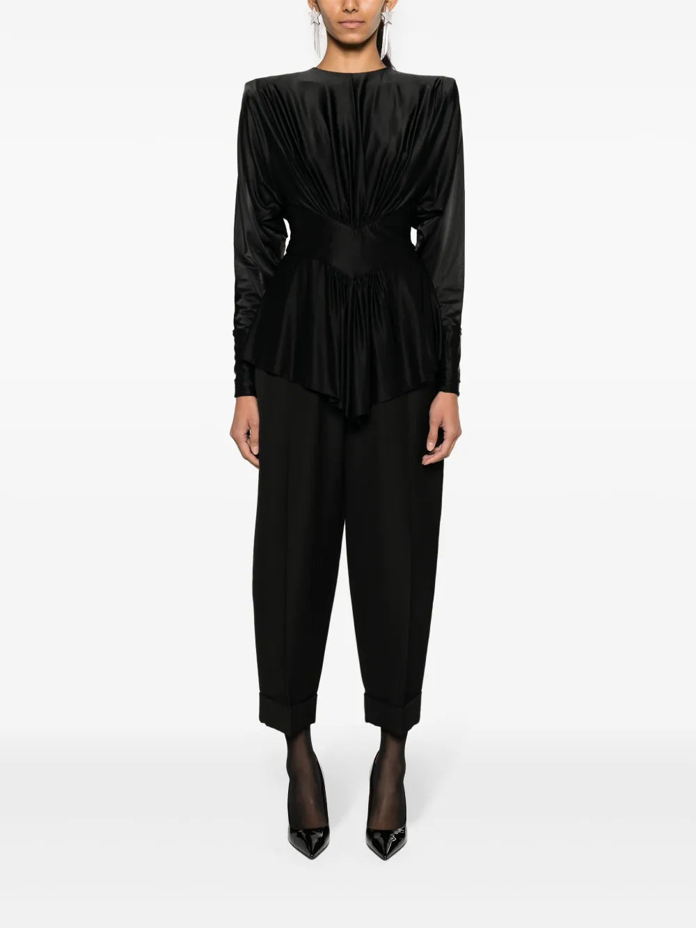Gathered Satin Blouse