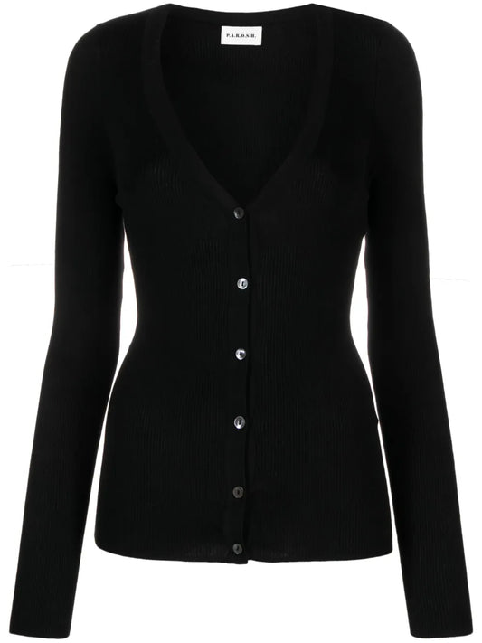V-Neck Ribbed Cardigsn