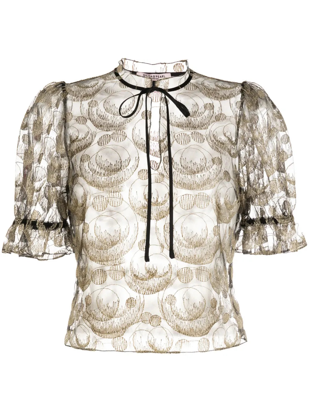 Embroidered-Design Mesh T-Shirt