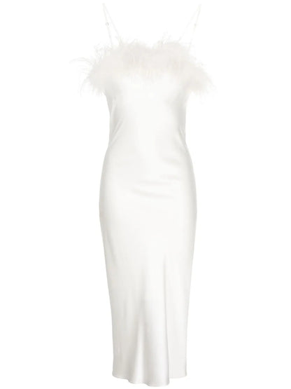 Camille Feather-Trim Silk Dress