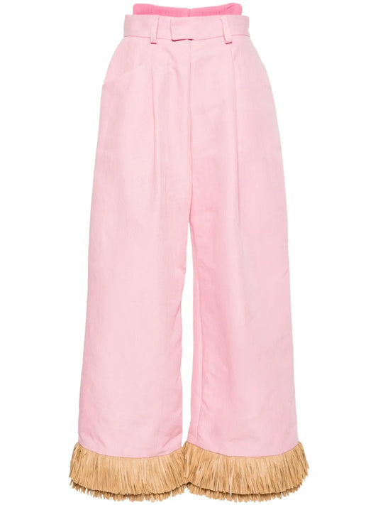 Street Sweeper Fringed Palazzo Pants