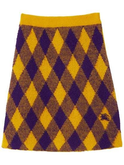 Argyle Check-Pattern Knitted Skirt
