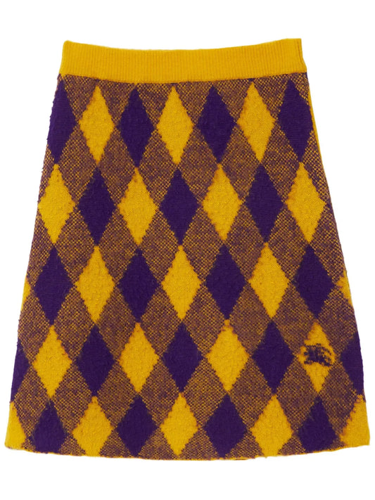 Argyle Check-Pattern Knitted Skirt