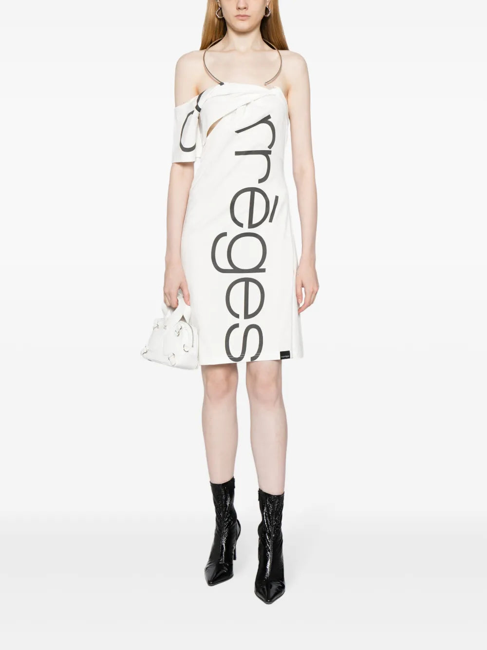 Logo-Print One-Shoulder Dress