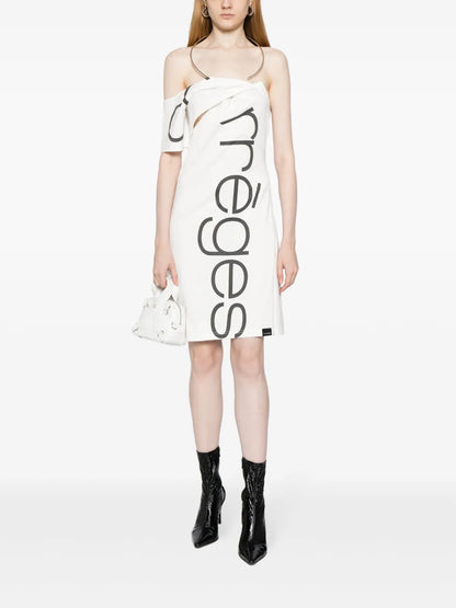 Logo-Print One-Shoulder Dress
