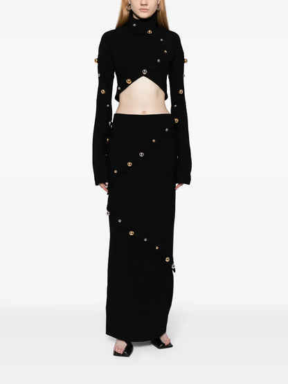 Buttoned Pencil Skirt