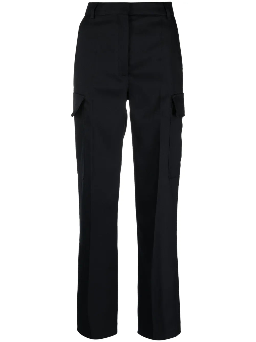 Pressed-Crease Cargo-Pocket Straight Trousers