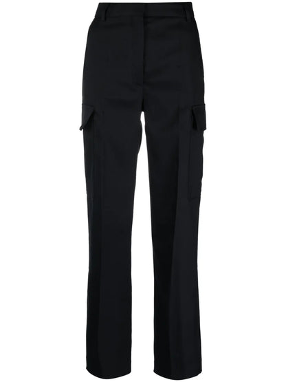 Pressed-Crease Cargo-Pocket Straight Trousers