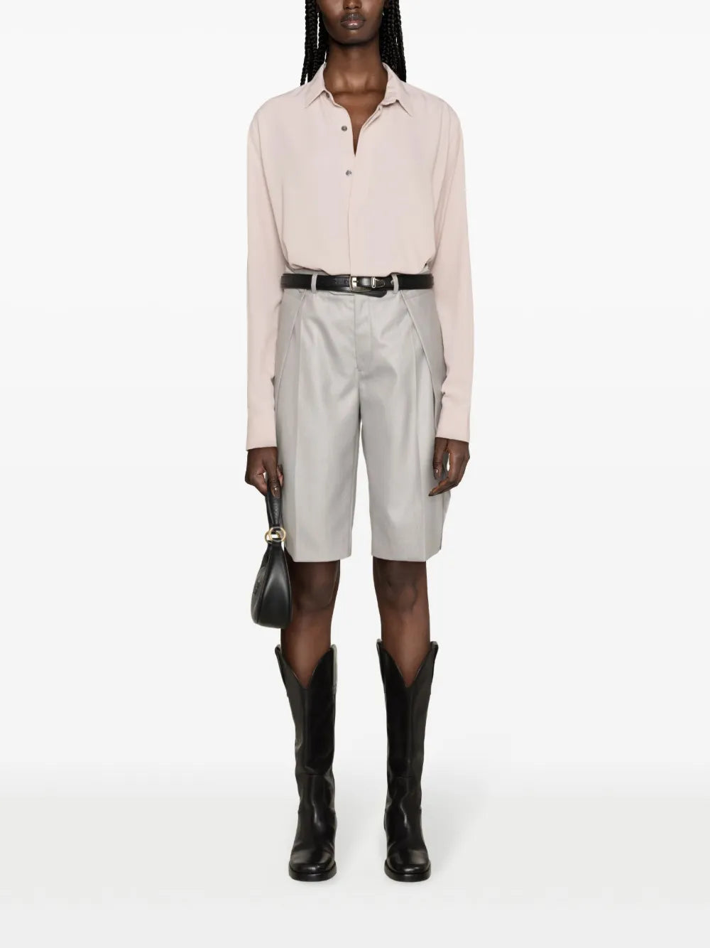 Classic-Collar Crepe Shirt