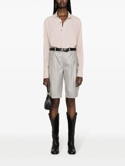 Classic-Collar Crepe Shirt
