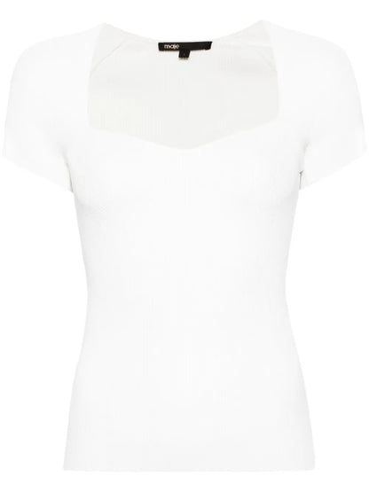 Sweetheart-Neck Ribbed-Knit Top