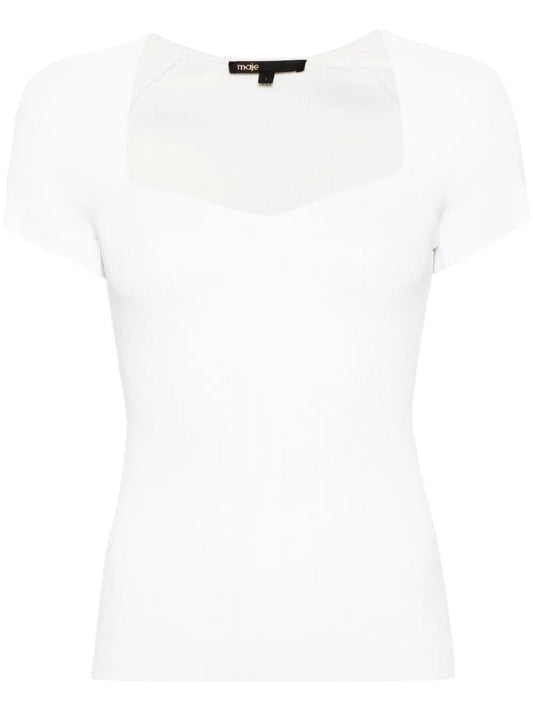 Sweetheart-Neck Ribbed-Knit Top