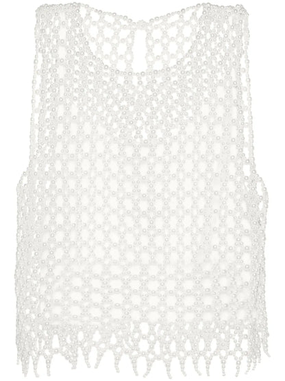 Pearl-Embellished Crop Top