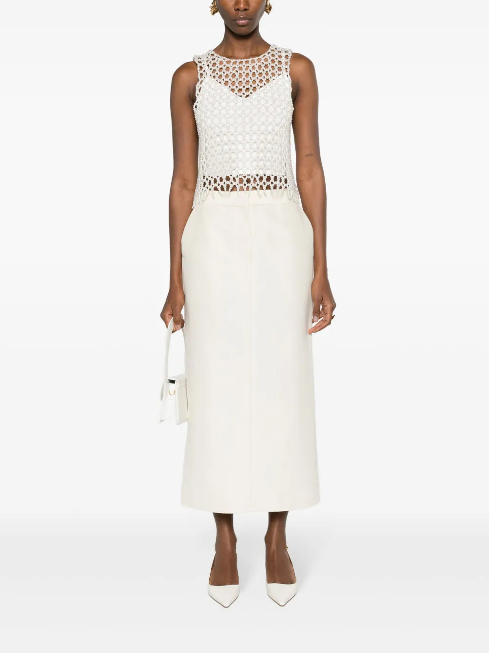 Pearl-Embellished Crop Top