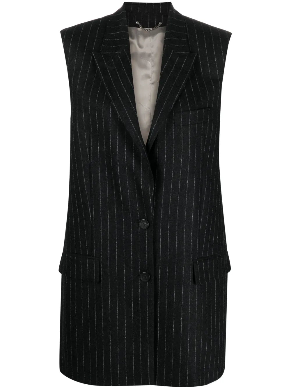 Stripe-Pattern Peak-Lapels Gilet