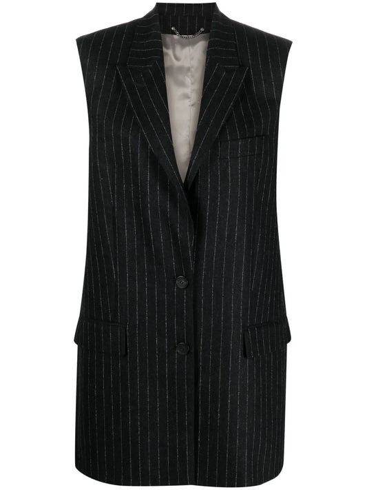 Stripe-Pattern Peak-Lapels Gilet