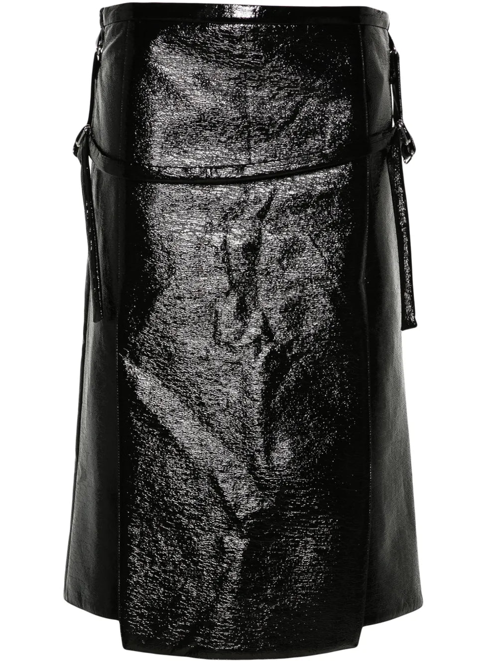 Logo-Embroidered Vinyl Midi Skirt