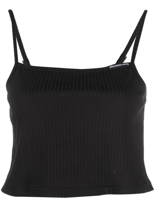 Cropped Ribbed-Knit Tank Top