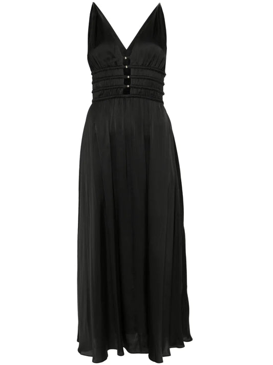 V-Neck Satin-Effect Dress