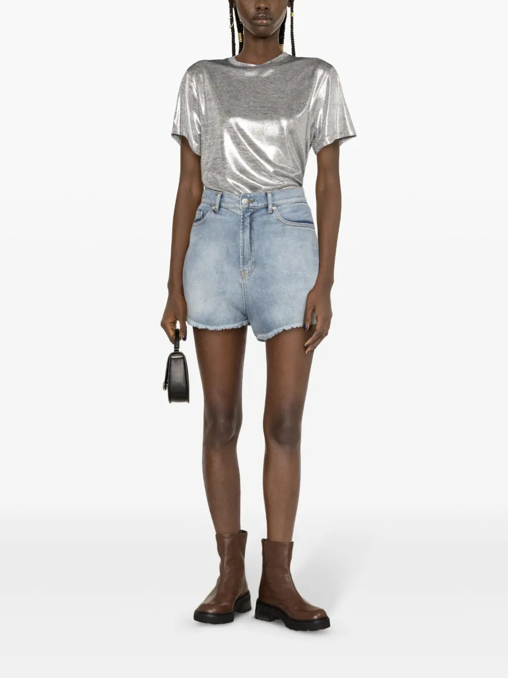 Lamé Round-Neck T-Shirt