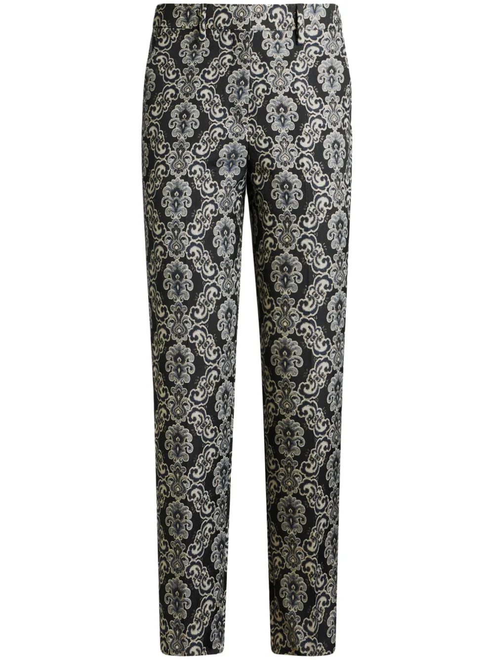 Floral-Brocade Cropped Trousers