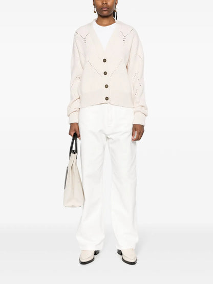 Openwork Ribbed-Knit Cardigan
