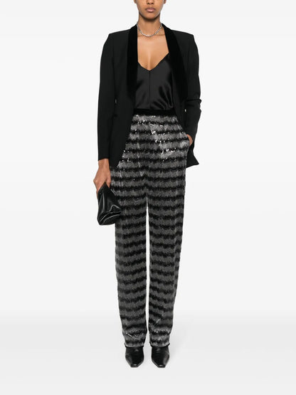 Striped Sequinned Tailored Trousers