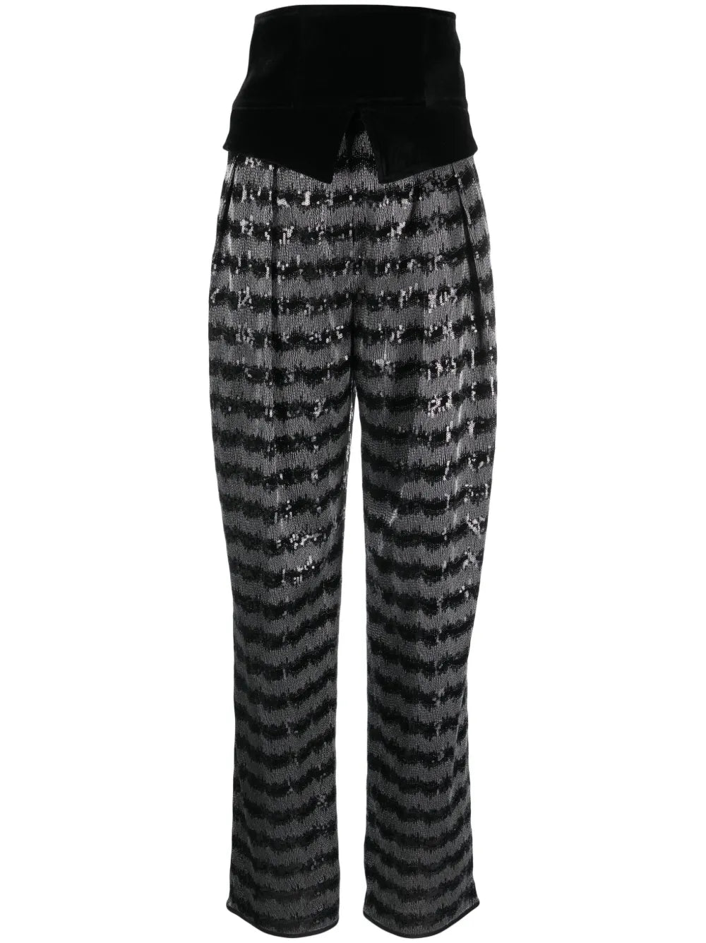 Striped Sequinned Tailored Trousers