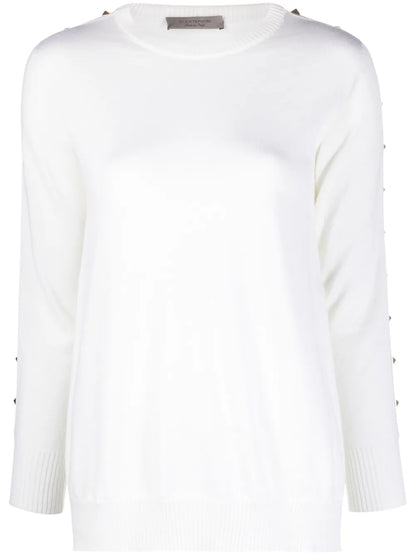 Stud-Embellished Wool Jumper