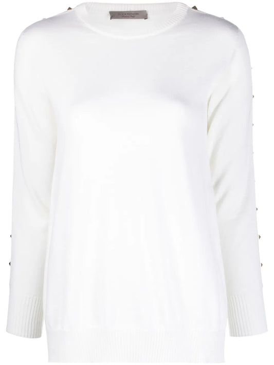 Stud-Embellished Wool Jumper