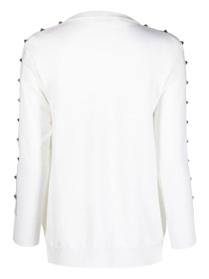 Stud-Embellished Wool Jumper