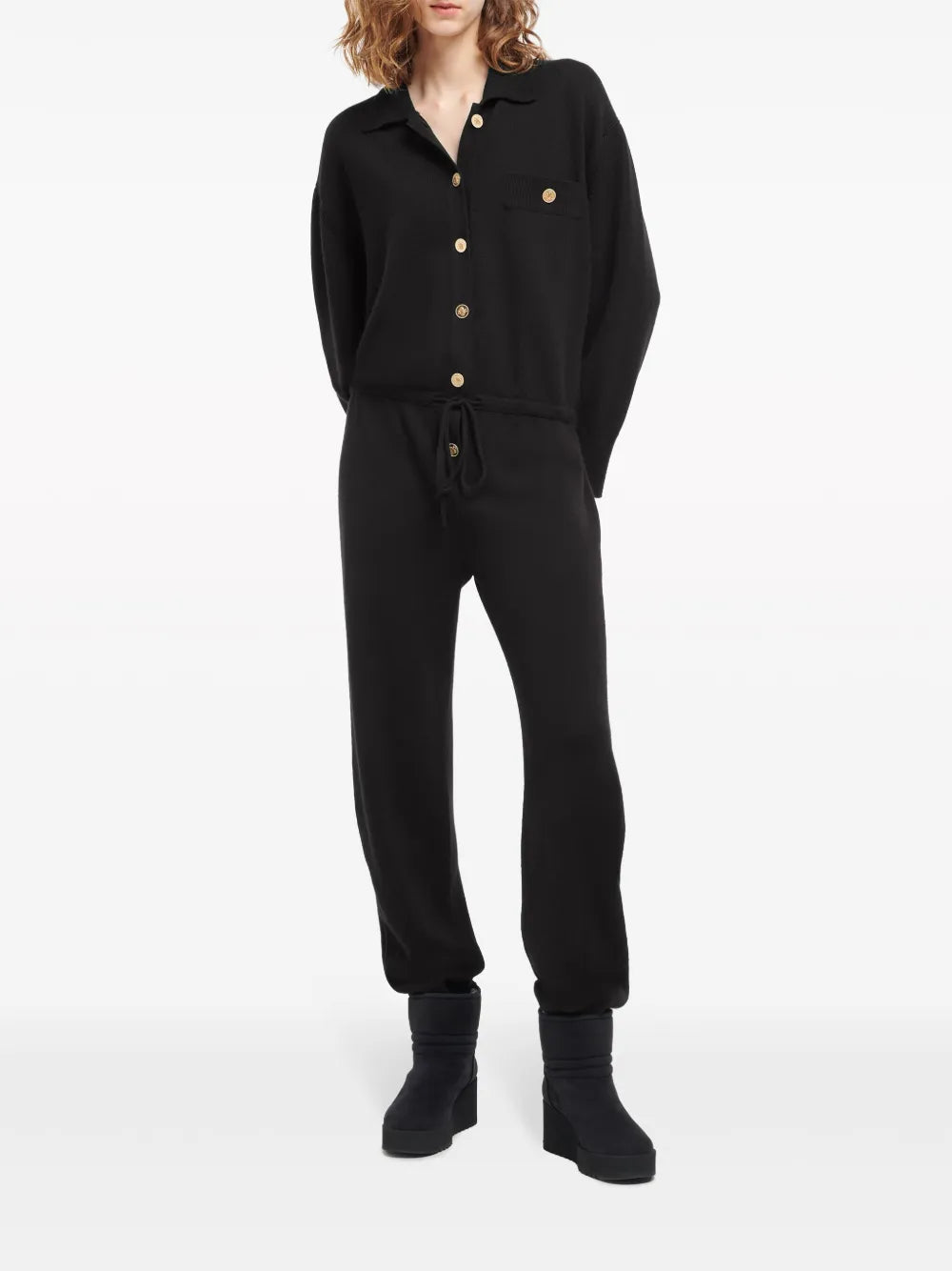 Long-Sleeve Cashmere Jumpsuit