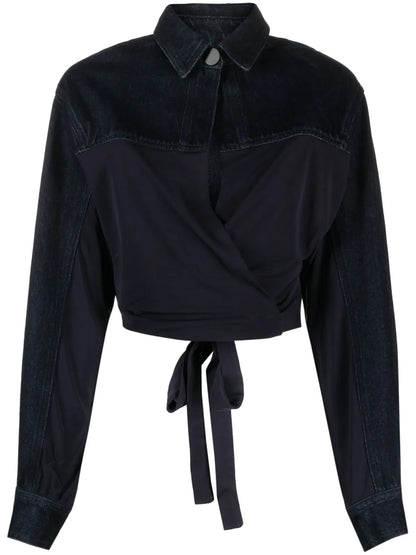 Sevilla Denim Wrap Cropped Top