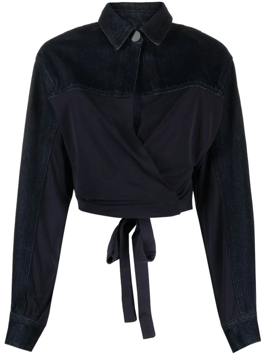 Sevilla Denim Wrap Cropped Top