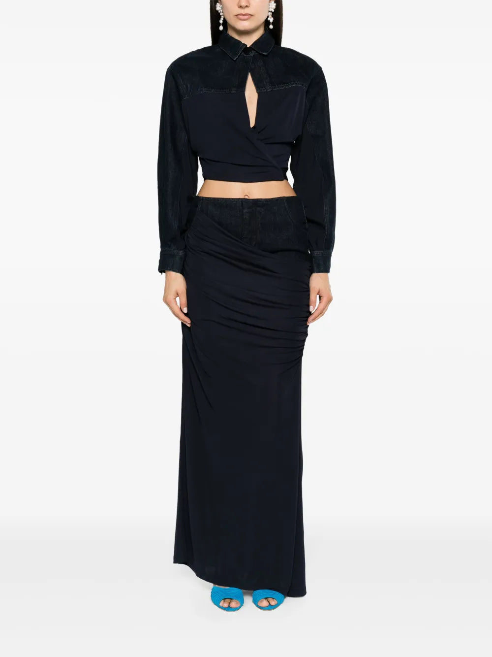 Sevilla Denim Wrap Cropped Top