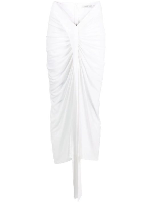 Carved Draped-Detail Midi Skirt