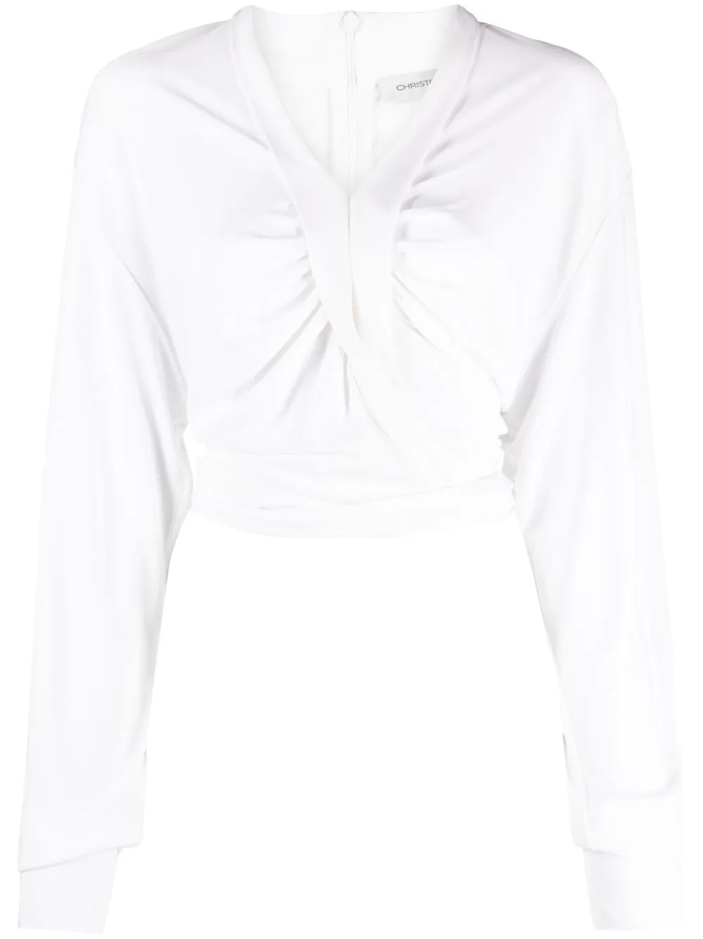 Carved Crossover-Detailing Cropped Blouse