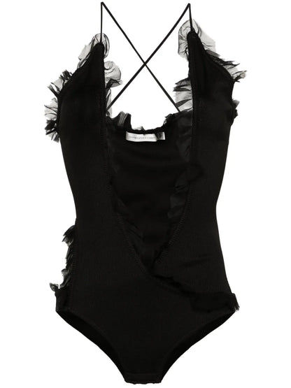 Carina Ruffled Silk Bodysuit