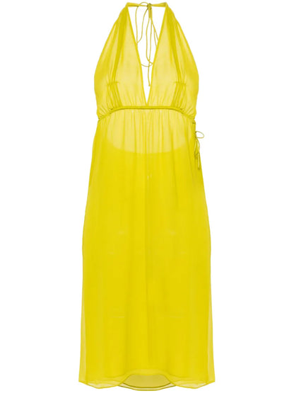 Halterneck Silk Midi Dress