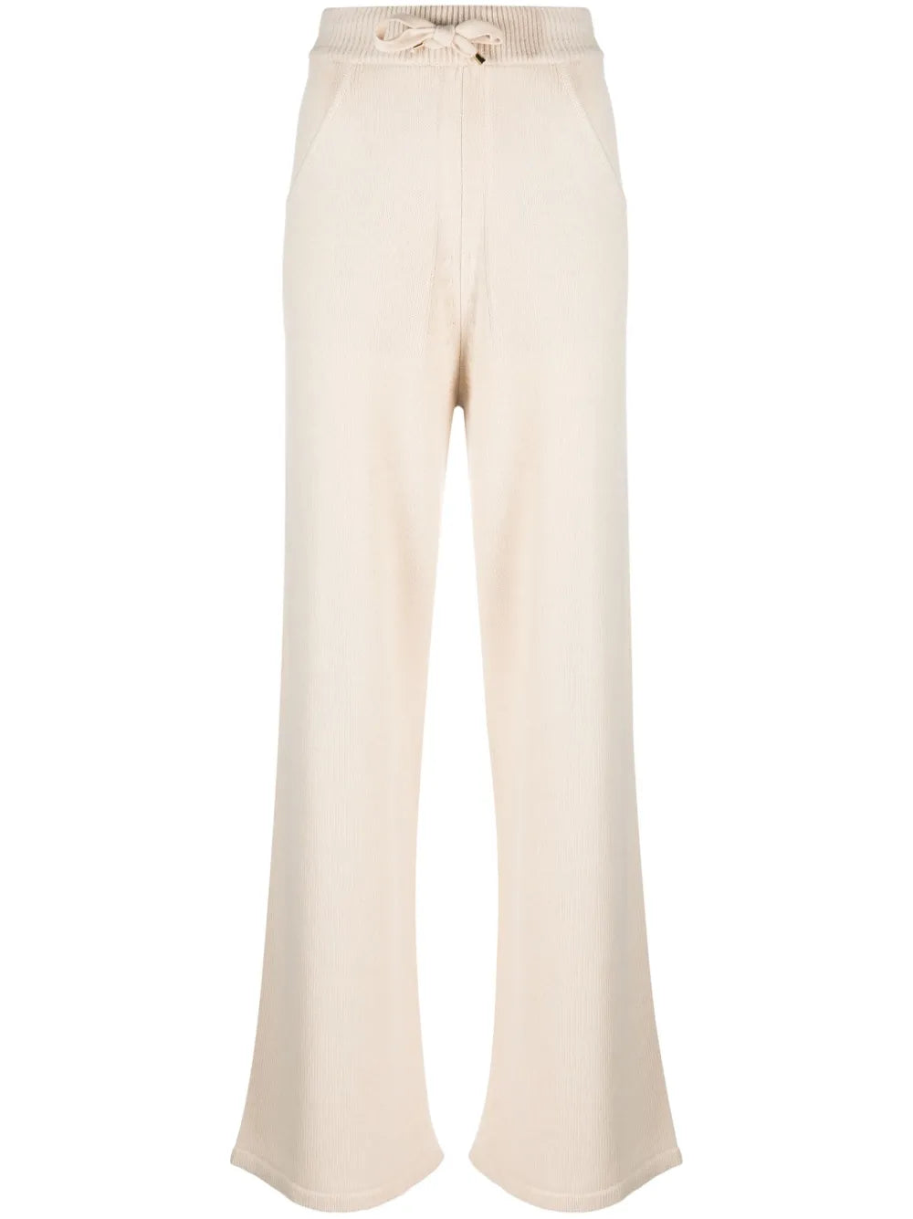 High-Waisted Drawstring Knitted Trousers