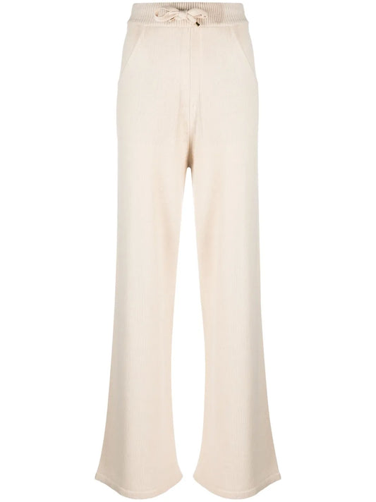 High-Waisted Drawstring Knitted Trousers