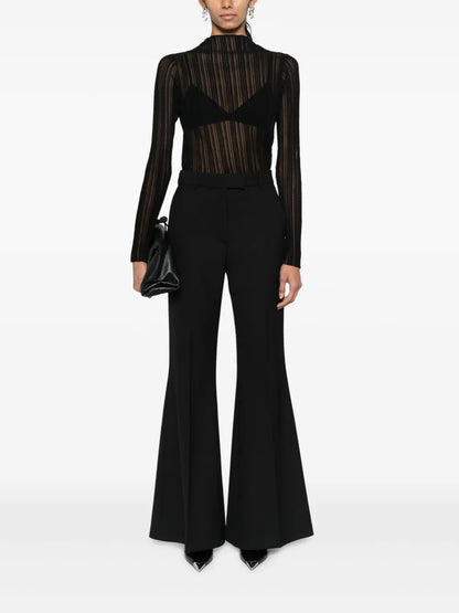 Amy Ribbed-Knit Sheer Top