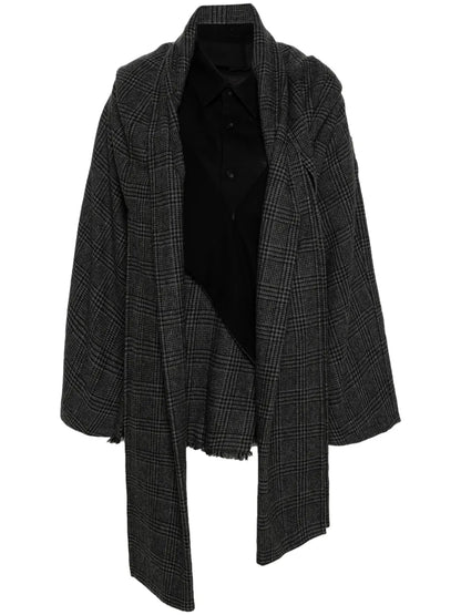 Combination Plaid Check-Pattern Coat