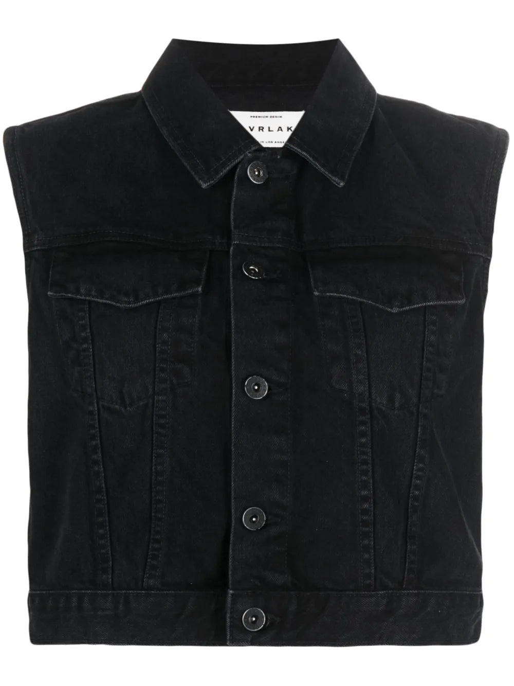 Caroline Spread-Collar Denim Vest